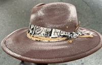 Image 2 of Painted Brown Fedora Hat Rope, Fabric Band