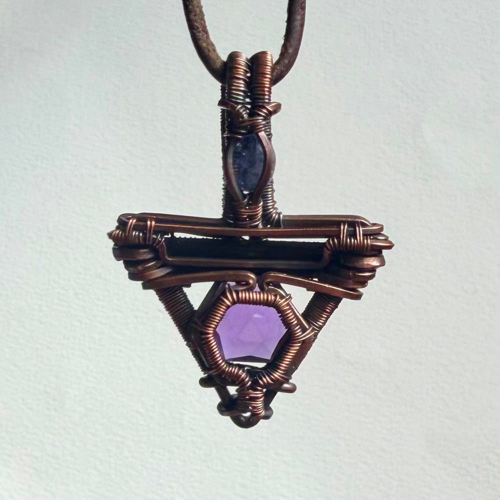 Image of Amethyst, Black Tourmaline, & Blue Kyanite Pendant