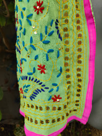 Image 3 of Thassos scarf - darker yellow / Hot pink trim 
