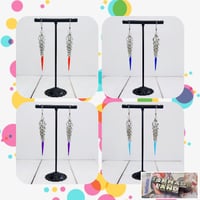 Image 1 of Silver + Spike Graduated Chainmaille Earrings