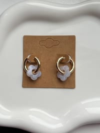 Image 1 of Grey  Flower Huggies 18k Gold Plated