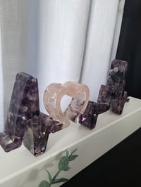 Image 2 of Epoxy Resin Art Heartbeat Crystal Decor with Rose Quartz & Amethyst 