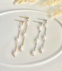 Image 1 of Hanging Chain & Pearls Earrings