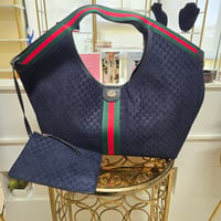 Image 2 of Deep Blue Suede Hobo with pouch