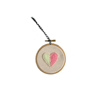 Image 1 of 3” green and pink heart embroidery hoop