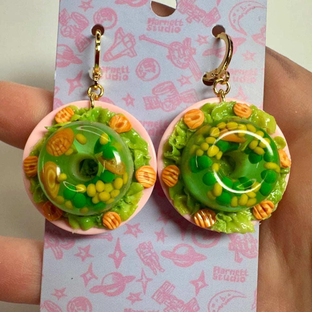 Image of Carrots, Peas, and Corn Gelatin Earrings