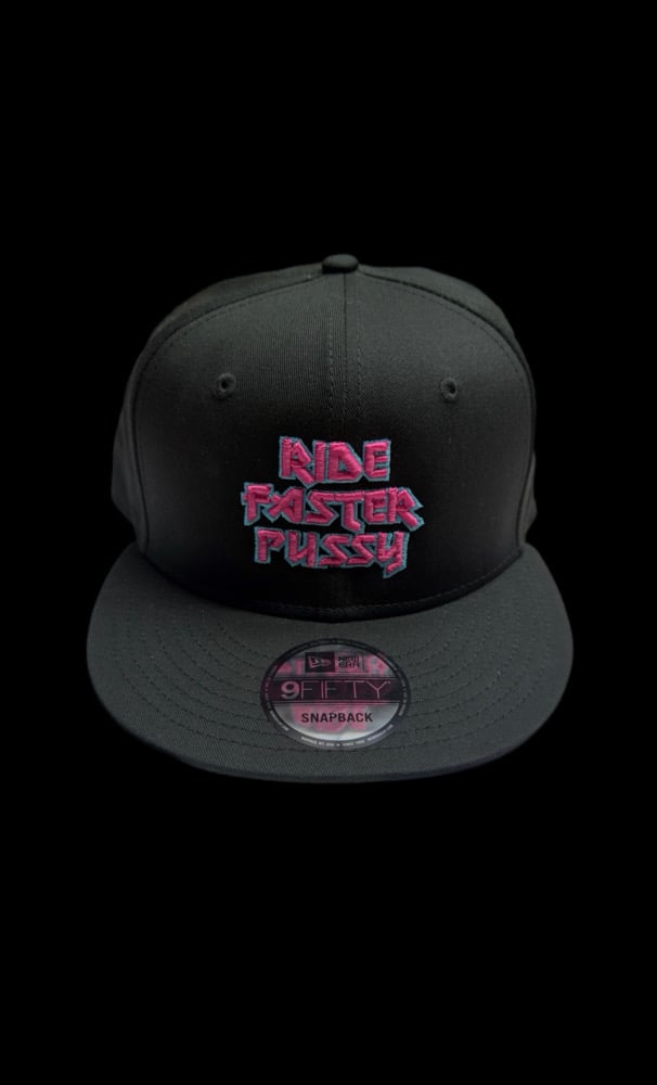 Black new era nine fifty snapback w/ pink and blue neon  embroidered puff