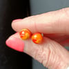 Summery Orange Glass Dot Stud Earrings, stainless steel ear wire & butterfly back