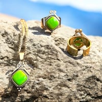 green stone necklace and ring set