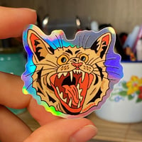 SAKRAFKA - "screaming cat" holographic vinyl sticker
