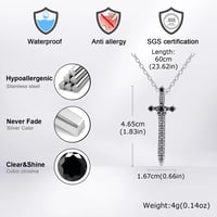 Image 8 of 👑The Armored Kingdom Black Zirconia Sword Shaped Pedant Necklace-Anti Tarnish-Waterproof-Unisex