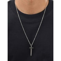 Image 9 of 👑The Armored Kingdom Black Zirconia Sword Shaped Pedant Necklace-Anti Tarnish-Waterproof-Unisex