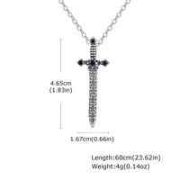 Image 6 of 👑The Armored Kingdom Black Zirconia Sword Shaped Pedant Necklace-Anti Tarnish-Waterproof-Unisex