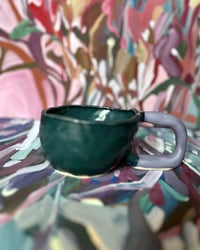 Image 1 of CARTOON MUG 𓊤 (dark green + lavender)