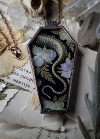Image 3 of Coffin Amulet - Snake Tail Skeleton and Floral