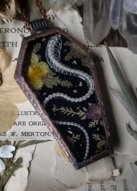 Image 4 of Coffin Amulet - Snake Spine Skeleton and Floral