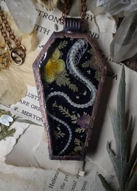 Image 1 of Coffin Amulet - Snake Spine Skeleton and Floral