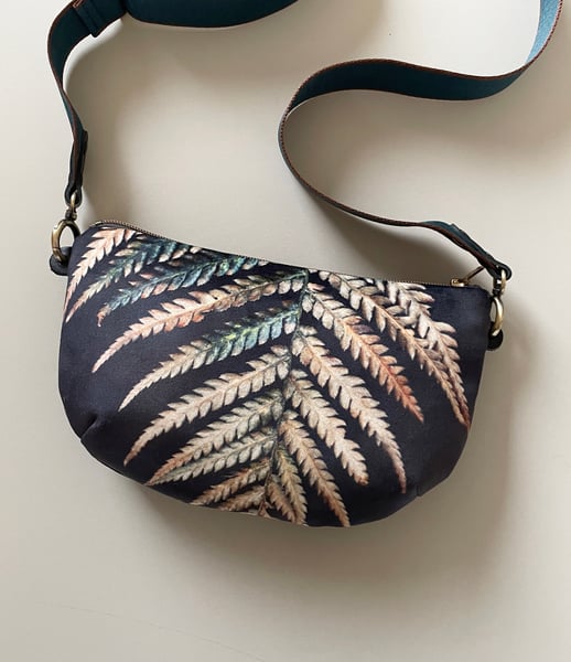 Image of Fern frond, crossbody velvet bag