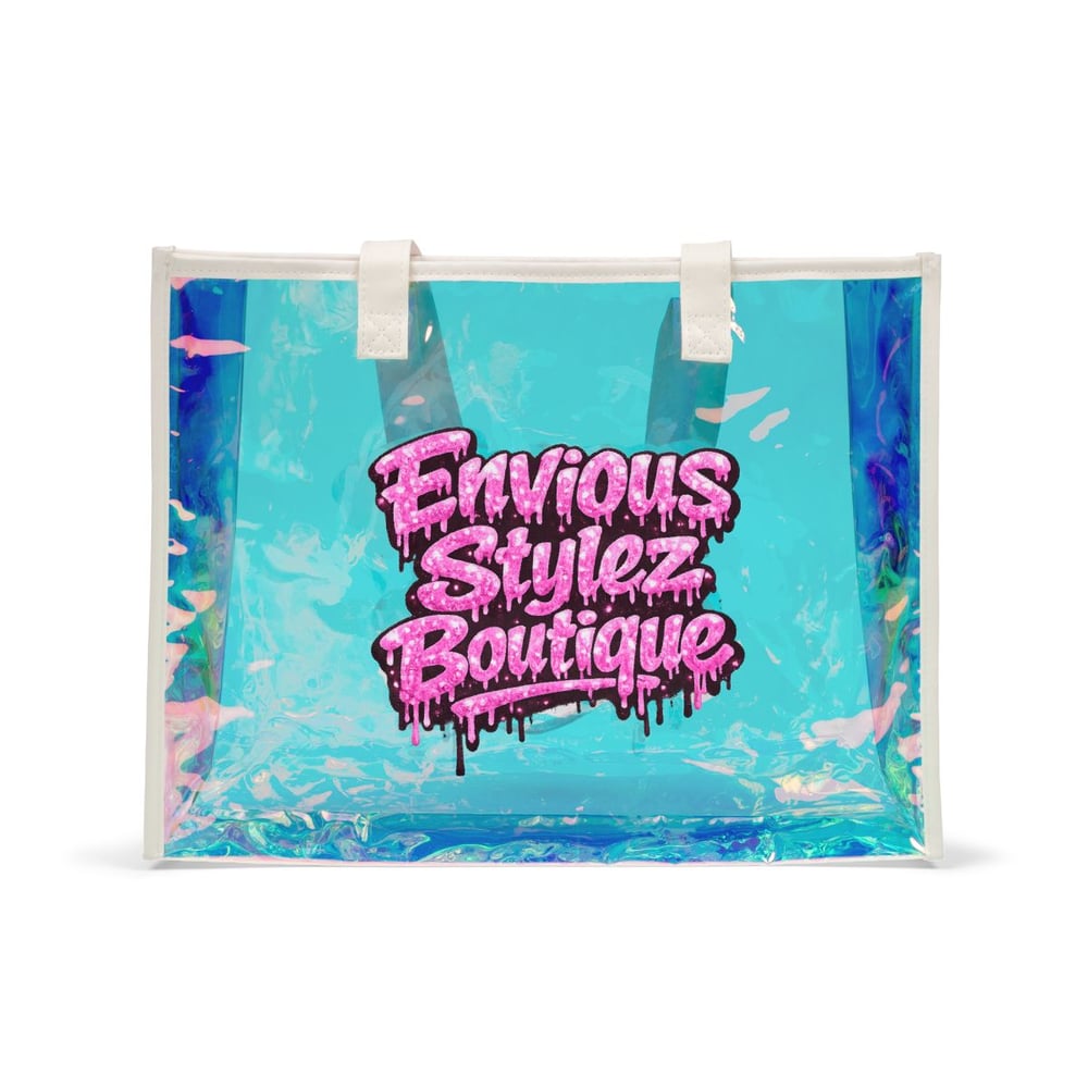 Image of Holographic Beach Tote Bag — 'They Mad' / Envious Stylez Boutique Clear Summer Tote