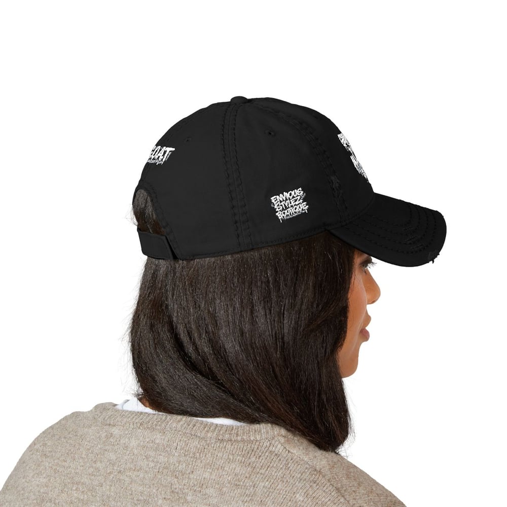 Image of Distressed Embroidered "Greatest of All Time" (G.O.A.T.) Dad Hat — Vintage Streetwear Cap