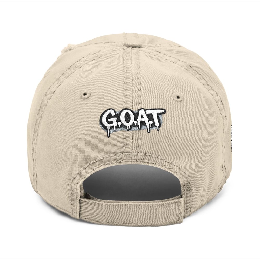 Image of Distressed Embroidered "Greatest of All Time" (G.O.A.T.) Dad Hat — Vintage Streetwear Cap