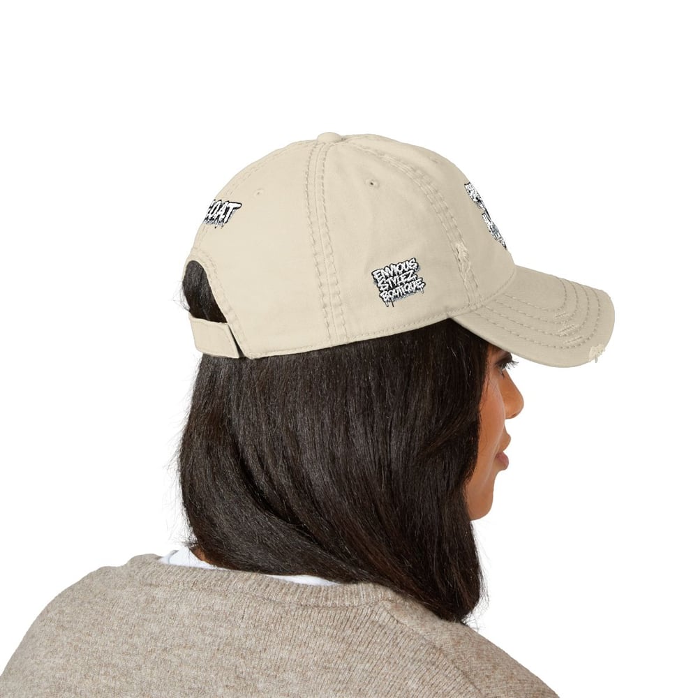 Image of Distressed Embroidered "Greatest of All Time" (G.O.A.T.) Dad Hat — Vintage Streetwear Cap