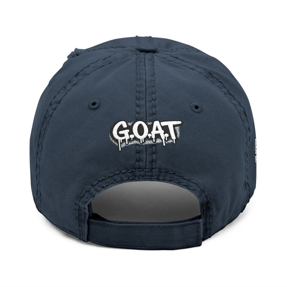 Image of Distressed Embroidered "Greatest of All Time" (G.O.A.T.) Dad Hat — Vintage Streetwear Cap