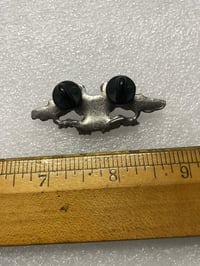 Image 2 of Vintage pewter biker pin eagle banner 