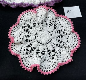 Image of Lot of 6 Pink, White & Purple Vintage Cotton Doilies
