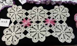 Image of Lot of 6 Pink, White & Purple Vintage Cotton Doilies
