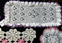 Image 5 of Lot of 6 Pink, White & Purple Vintage Cotton Doilies