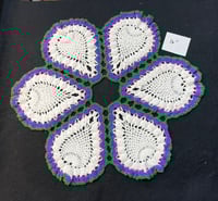 Image 6 of Lot of 6 Pink, White & Purple Vintage Cotton Doilies