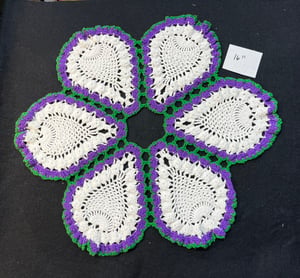 Image of Lot of 6 Pink, White & Purple Vintage Cotton Doilies