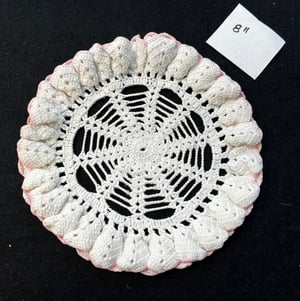 Image of Lot of 5 Blue, Pink & White Vintage Cotton Doilies