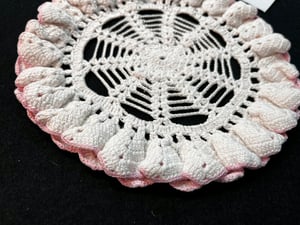 Image of Lot of 5 Blue, Pink & White Vintage Cotton Doilies