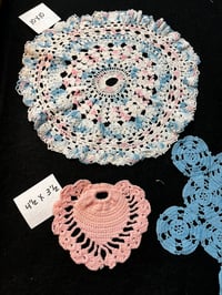 Image 4 of Lot of 5 Blue, Pink & White Vintage Cotton Doilies
