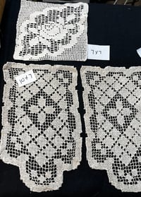 Image 2 of Lot of 4 Vintage Beige Cotton Doilies