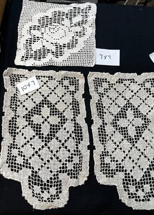 Image of Lot of 4 Vintage Beige Cotton Doilies