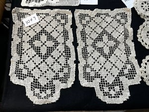 Image of Lot of 4 Vintage Beige Cotton Doilies