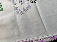 Image 4 of Vintage Purple Flower Embroidered Cotton Table Runner