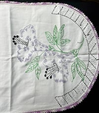 Image 5 of Vintage Purple Flower Embroidered Cotton Table Runner