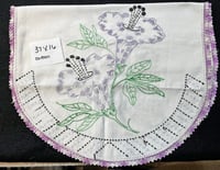 Image 6 of Vintage Purple Flower Embroidered Cotton Table Runner