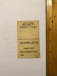 Image 1 of Tattoo Charlie Geizer Early business card for hand snelled hooks 1940s/50s