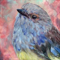 Roseglow - Acrylic Bird Painting by Tammy Mercier