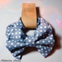 Grey and White Polka Dot Flannel New Born Baby Stretch Bow Headband