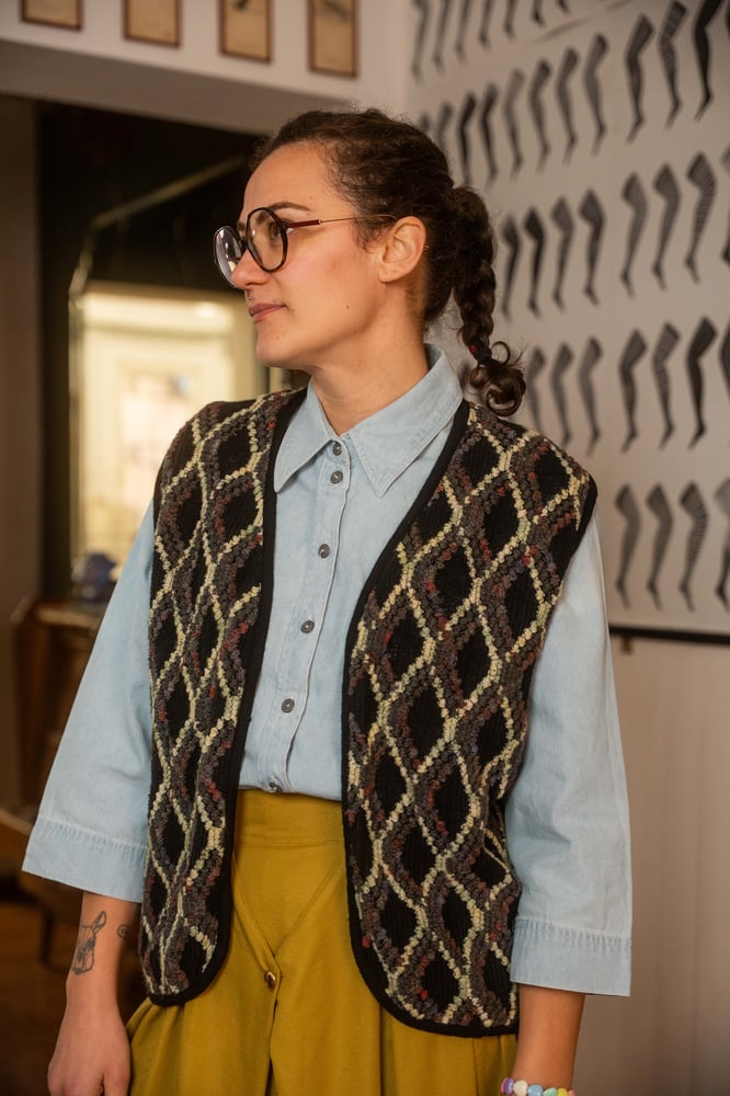 Image of Gilet nero a quadri