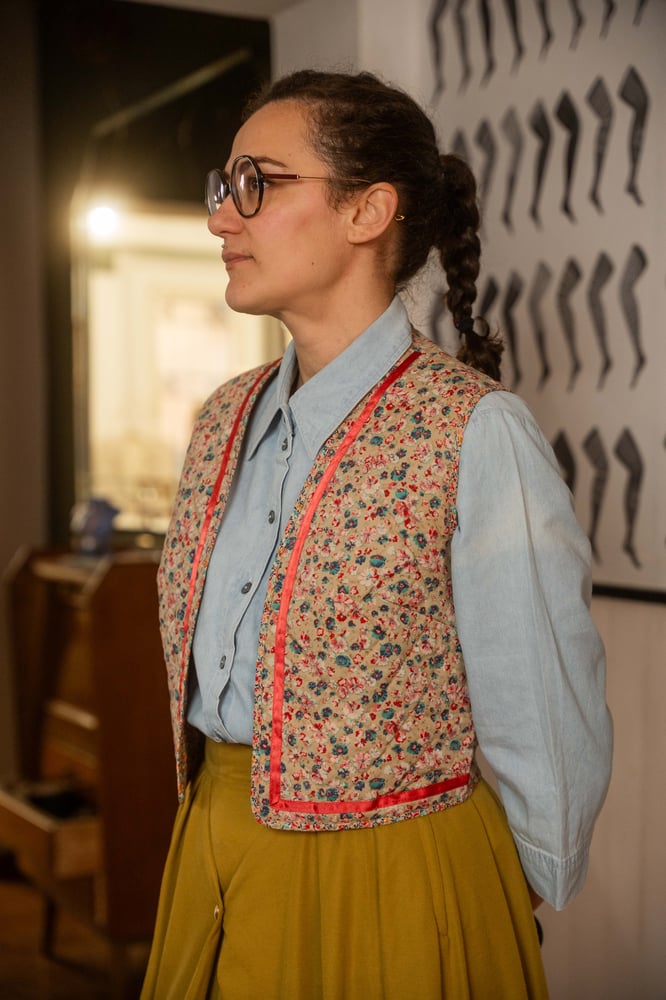 Image of Gilet trapuntato a fiori