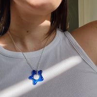 Image 3 of Blue Glass Pendant Necklace