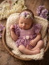 The Juliette | Petite Mauve Lace Newborn Photography Romper