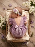 The Juliette | Petite Mauve Lace Newborn Photography Romper